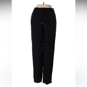 LOFT Black Elastic Waist linen pants size XS tall